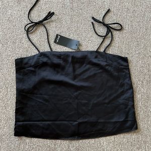 NASTY GAL CAMISOLE TIE STRAP BLACK LARGE NEW NWT